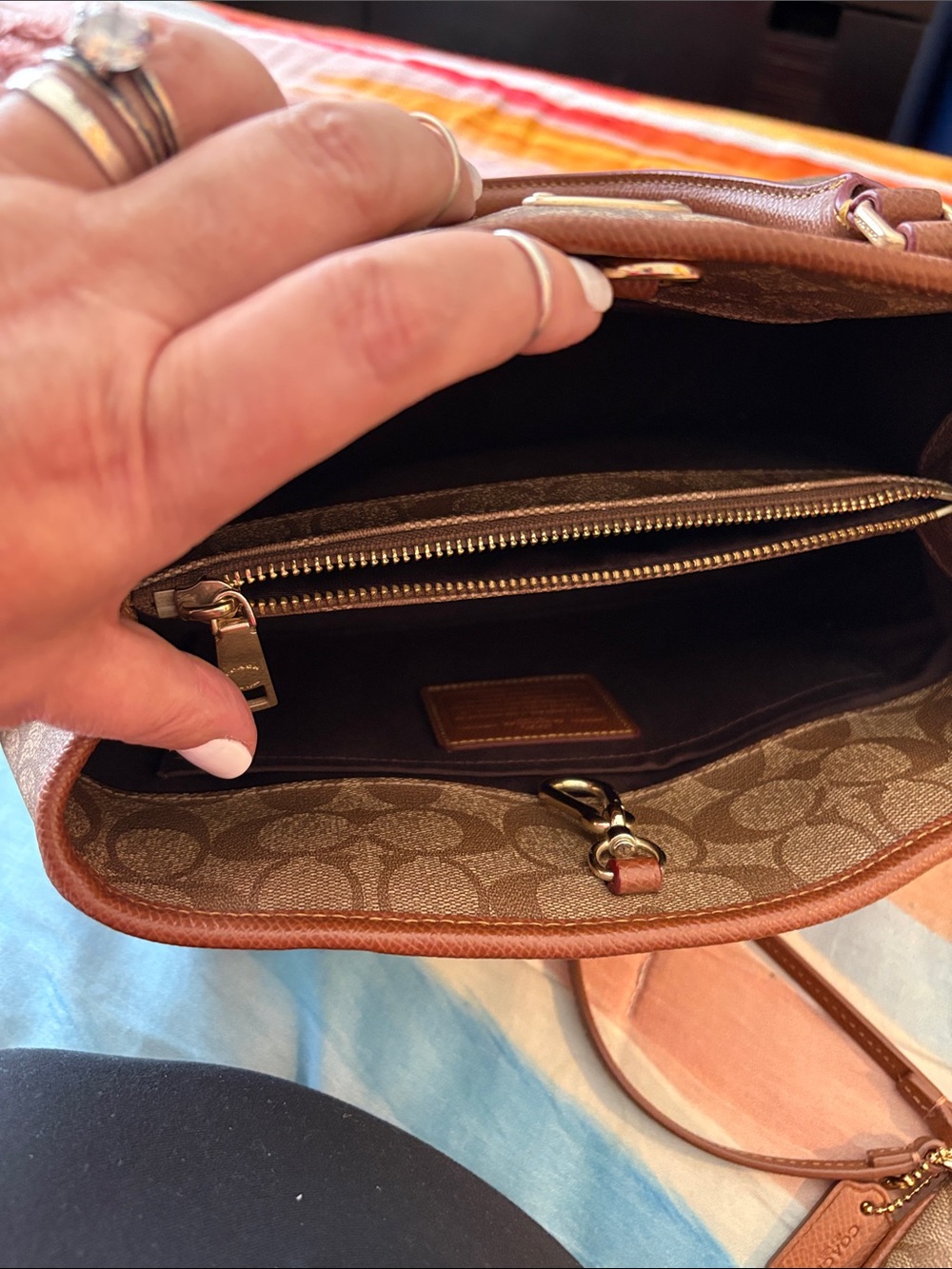 Coach Khaki/Chestnut Signature Satchel with Matching Accessories - Picture 2 of 16